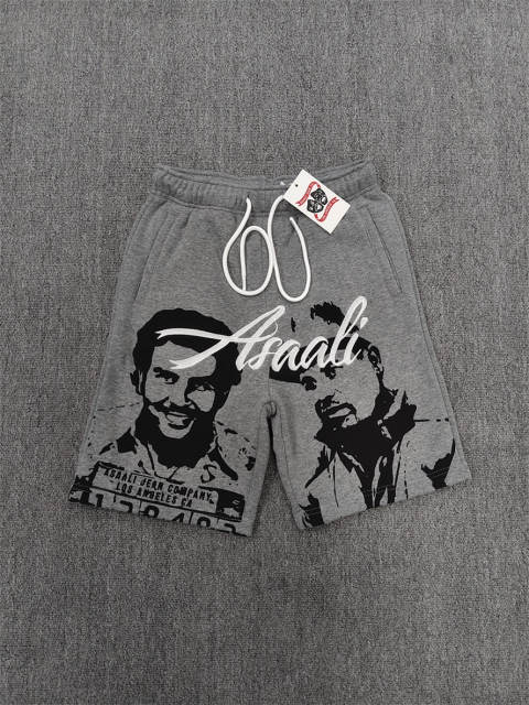 High Quality ASAALI Grey Black Portrait Sweat Shorts