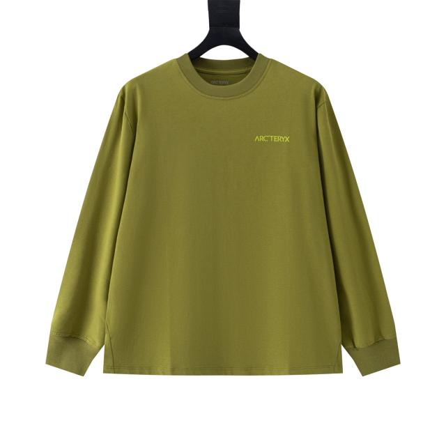 ARC Men Oversized Dinosaur Skeleton Back Print Army Green Long Sleeve T Shirt
