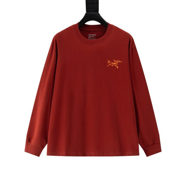 ARC Men Oversized Dinosaur Skeleton Back Print Red Long Sleeve T Shirt