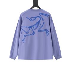 ARC Men Oversized Dinosaur Skeleton Back Print Purple Long Sleeve T Shirt