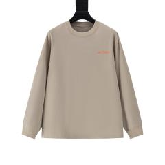 ARC Men Oversized Dinosaur Skeleton Back Print Tan Long Sleeve T Shirt