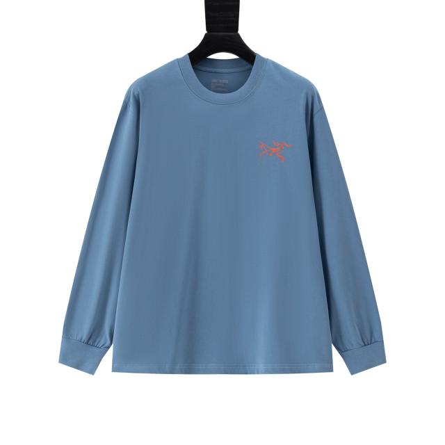 ARC Men Oversized Dinosaur Skeleton Back Print Blue Long Sleeve T Shirt