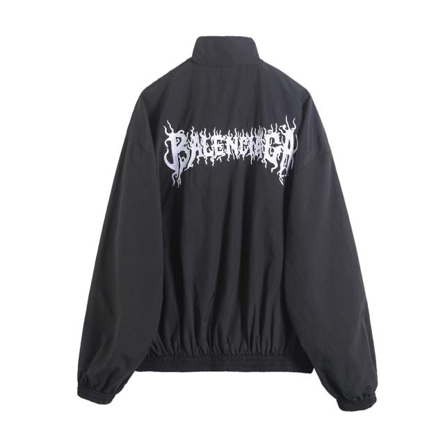 BLCG Back Gothic Flame Letter Print Jacket