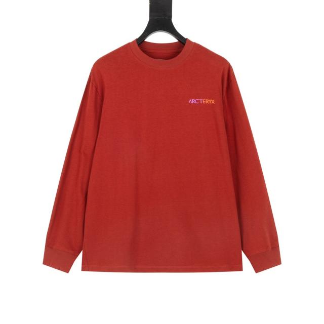 ARC Men Oversized Dinosaur Skeleton Back Print Red Long Sleeve T Shirt