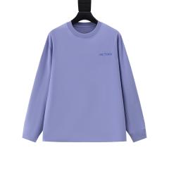 ARC Men Oversized Dinosaur Skeleton Back Print Purple Long Sleeve T Shirt