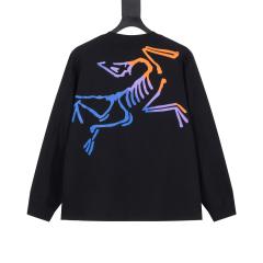 ARC Men Oversized Dinosaur Skeleton Back Print Black Long Sleeve T Shirt