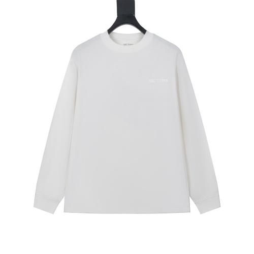 ARC Men Oversized Dinosaur Skeleton Back Print White Long Sleeve T Shirt