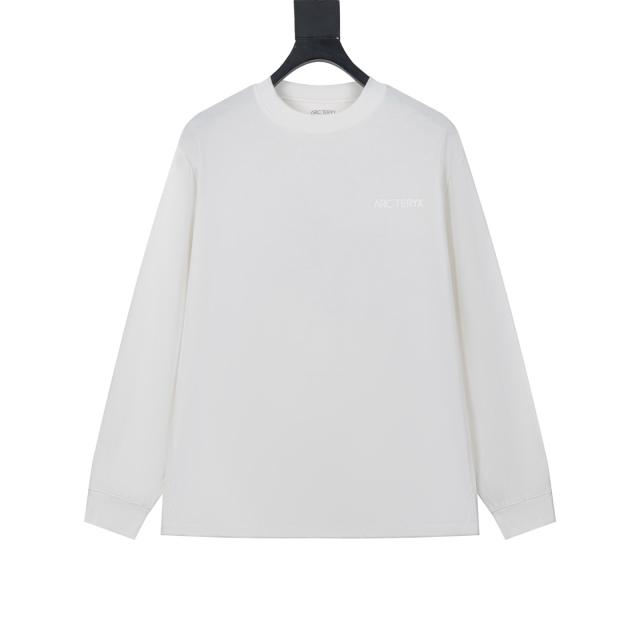 ARC Men Oversized Dinosaur Skeleton Back Print White Long Sleeve T Shirt