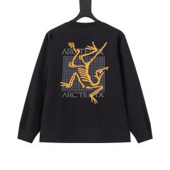 ARC Men Oversized Dinosaur Skeleton Back Print Black Long Sleeve T Shirt