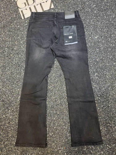 Side Rhinestone Abstract Shape Black Flare Jeans Men Streetwear Denim Pants