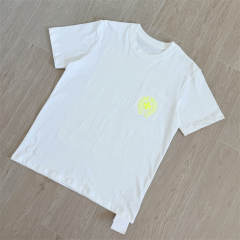 1:1 Top Quality CH Neon Green Gothic Text Print White T Shirt