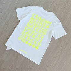 1:1 Top Quality CH Neon Green Gothic Text Print White T Shirt