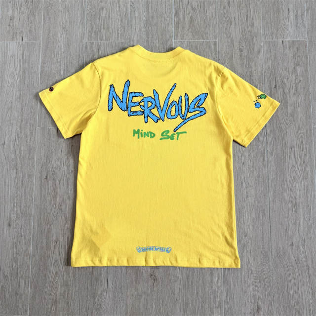 1:1 Top Quality CH Matty Boy Nervous Mind Set Yellow Graphic Pocket T-Shirt Men Streetwear Tee