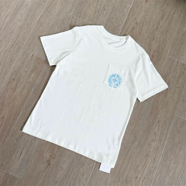 1:1 Top Quality CH Miami Limited Light Blue T Shirt Horseshoe Floral Back