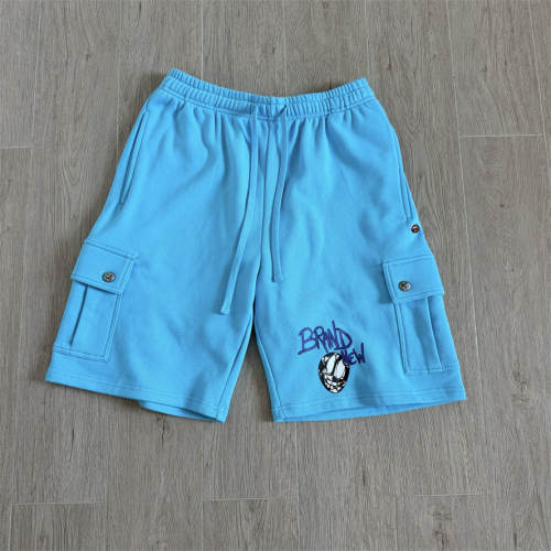 1:1 Top Quality CH Brain Graphic Sky Blue Cargo Sweat Shorts Elastic Waist