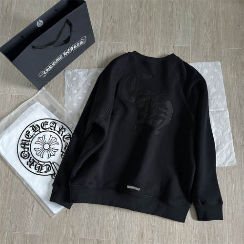 1:1 Top Quality CH Big Back CH Gothic Tone-on-Tone Logo Black Crew Neck Sweatshirt