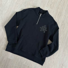 1:1 Top Quality CH Black Mock Neck Quarter Zip Sweatshirt