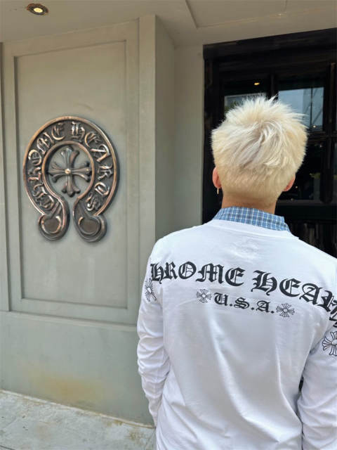 1:1 Quality CH USA Gothic Back Print White Long Sleeve T-Shirt