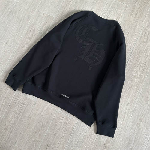 1:1 Top Quality CH Big Back CH Gothic Tone-on-Tone Logo Black Crew Neck Sweatshirt