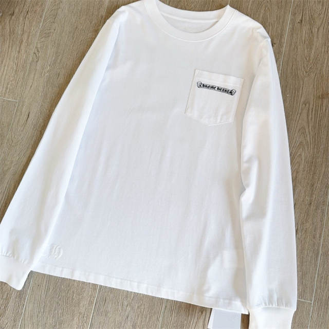 1:1 Quality CH USA Gothic Back Print White Long Sleeve T-Shirt