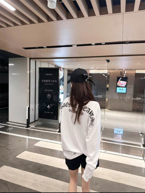 1:1 Quality CH USA Gothic Back Print White Long Sleeve T-Shirt