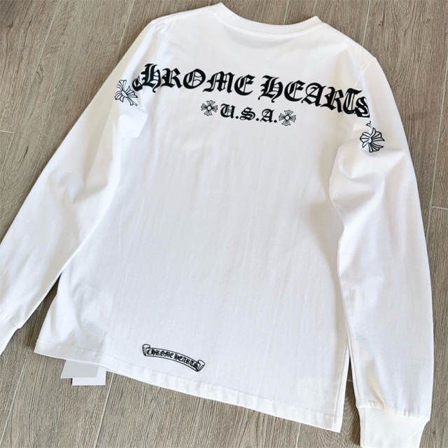 1:1 Quality CH USA Gothic Back Print White Long Sleeve T-Shirt