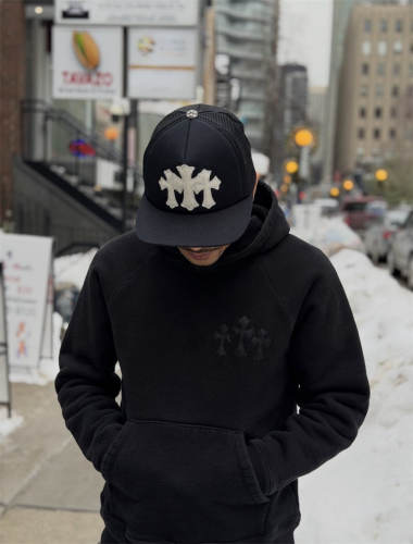 1:1 Top Quality CH Big Back Embossed CH Gothic Logo Black Pullover Hoodie