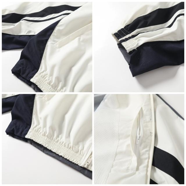 BLCG Stand Collar Striped Zip Windbreaker & Wide Leg Side Stripe Pants Tracksuit Jacket & Pants