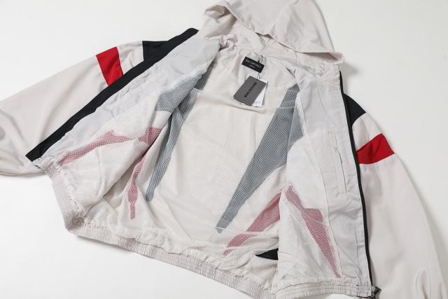 BLCG Hooded Zip Up Windbreaker Jacket, Curved Red White Black Tracksuit Jacket & Pants