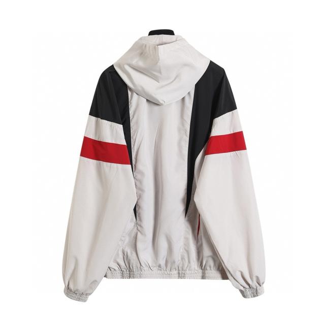 BLCG Hooded Zip Up Windbreaker Jacket, Curved Red White Black Tracksuit Jacket & Pants