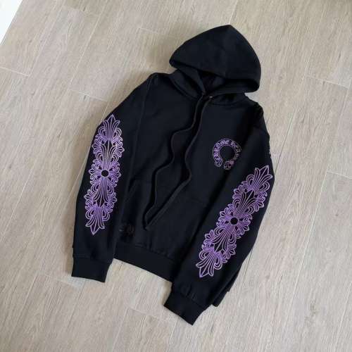 1:1 Top Quality CHPurple Glitter Floral Sleeve Hoodie