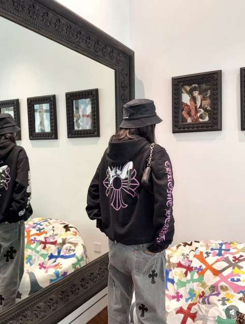 1:1 Top Quality CH Deadly Doll Pink Pin-Up Girl Full Zip Hoodie