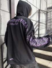 1:1 Top Quality CHPurple Glitter Floral Sleeve Hoodie