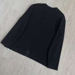1:1 Top Quality CH Cross Patch Waffle Knit Henley Shirt, Black