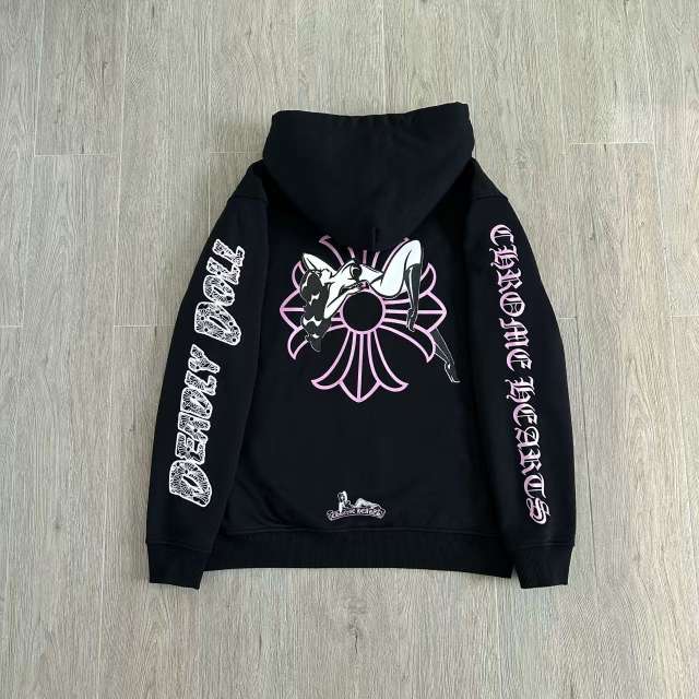 1:1 Top Quality CH Deadly Doll Pink Pin-Up Girl Full Zip Hoodie