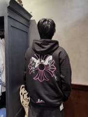 1:1 Top Quality CH Deadly Doll Black Hoodie, Back Pink Floral Girl Graphic Hoodie