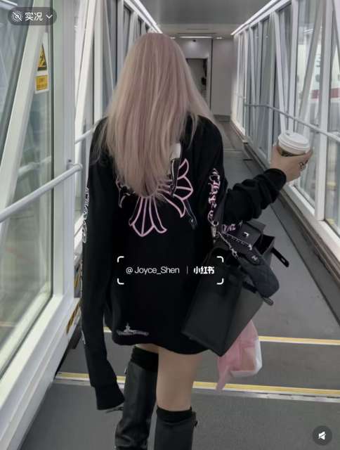 1:1 Quality CH Deadly Doll Black Long Sleeve Tee, Back Pink Floral Girl Graphic Print
