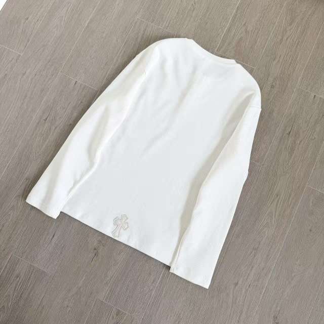 1:1 Top Quality CH Cross Patch Waffle Knit Henley Shirt, White
