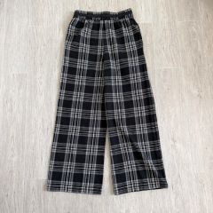 1:1 quality CH Loose Fit Black White Tartan Wide Leg Pants