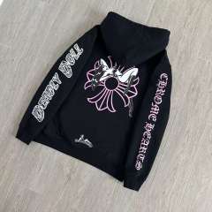 1:1 Top Quality CH Deadly Doll Black Hoodie, Back Pink Floral Girl Graphic Hoodie
