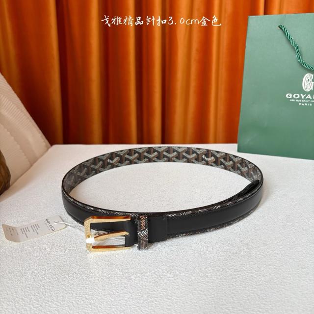Goyαrd Silver Pin Buckle Printed Waist Belt Classic Pattern Leather Belt
