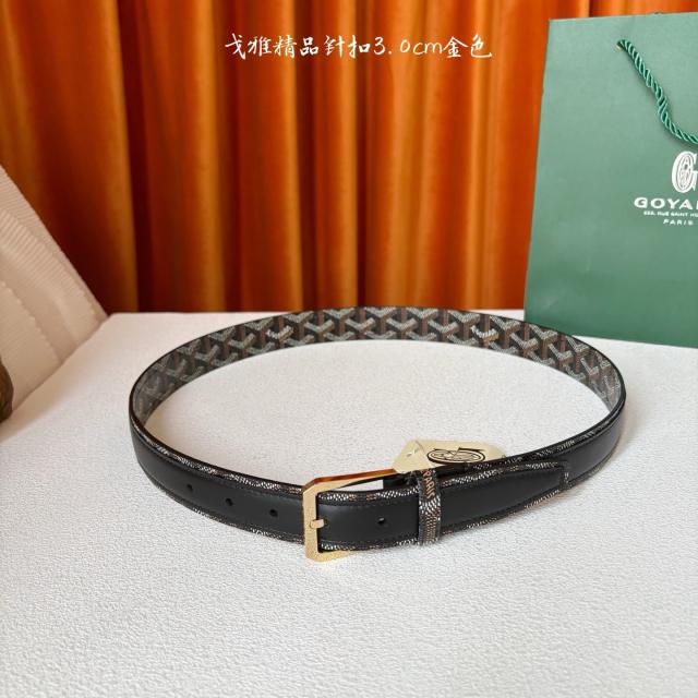 Goyαrd Silver Pin Buckle Printed Waist Belt Classic Pattern Leather Belt