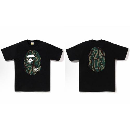 Bape Thorn Branch Camo Big Ape Head Front Back Print Black T-Shirt Black White