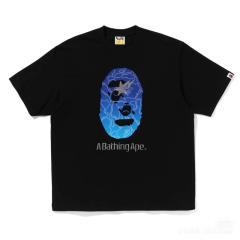 Bape Gradient Blue Camo Ape Head Silver Star Lightning Graphic T-Shirt Black White
