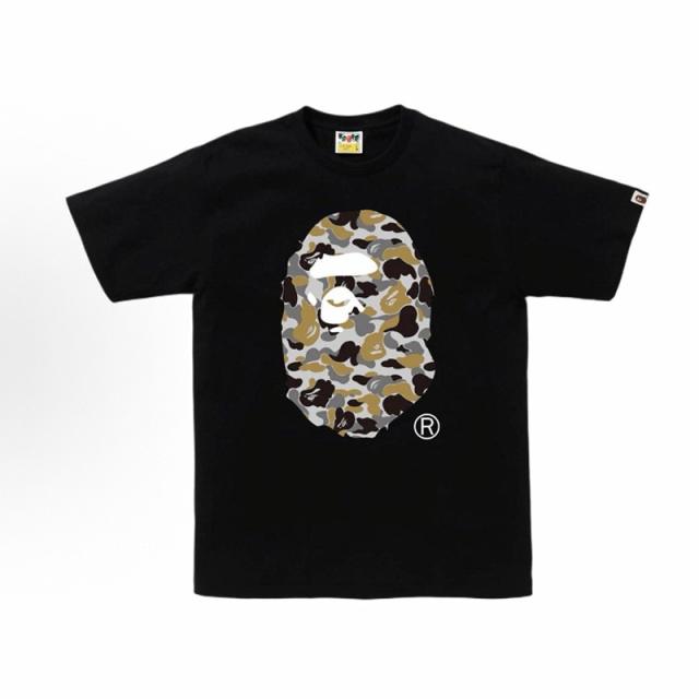 Bape Gold Grey Camo Big Ape Head Graphic T-Shirt Black White
