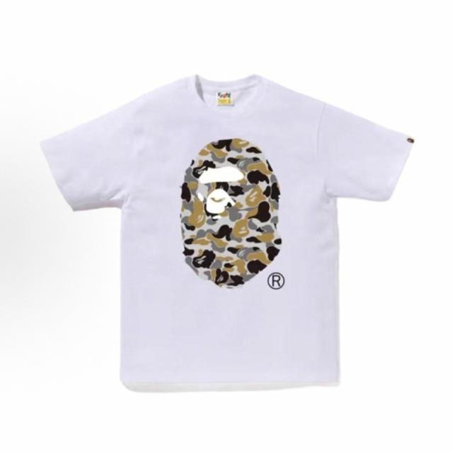 Bape Gold Grey Camo Big Ape Head Graphic T-Shirt Black White