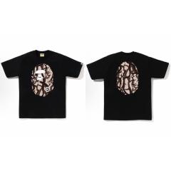 Bape Thorn Branch Camo Big Ape Head Front Back Print Black T-Shirt Black White