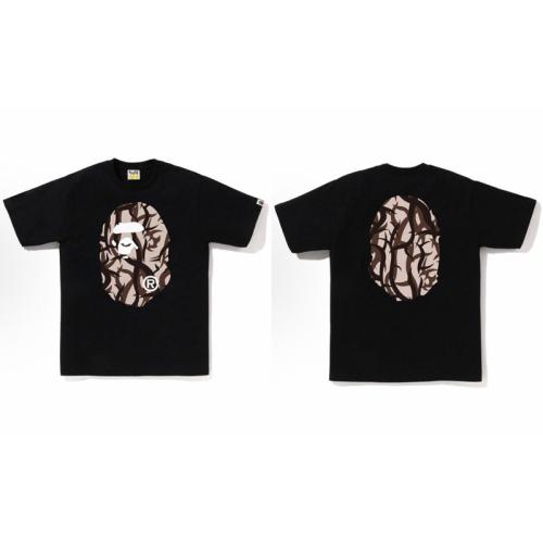 Bape Thorn Branch Camo Big Ape Head Front Back Print Black T-Shirt Black White
