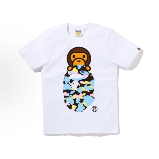 Bape Baby Milo Pastel Camo Ape Head Graphic T-Shirt Black White