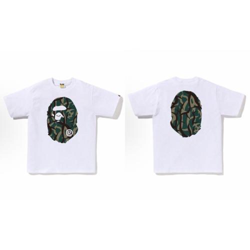 Bape Thorn Branch Camo Big Ape Head Front Back Print Black T-Shirt Black White